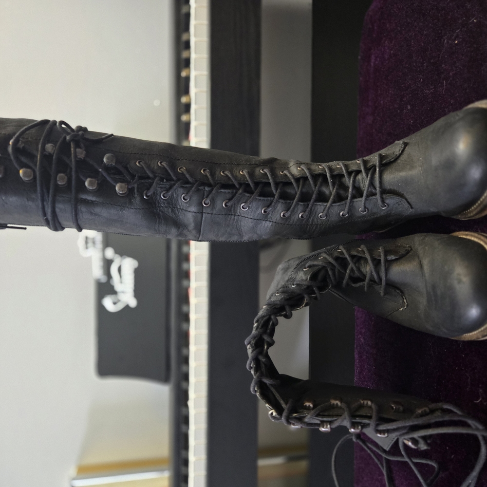 Steve Madden Black Lace-Up Combat Boots